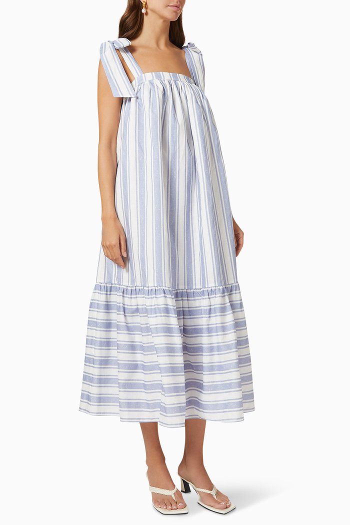 

Pavilion Midi Dress in Linen, Blue
