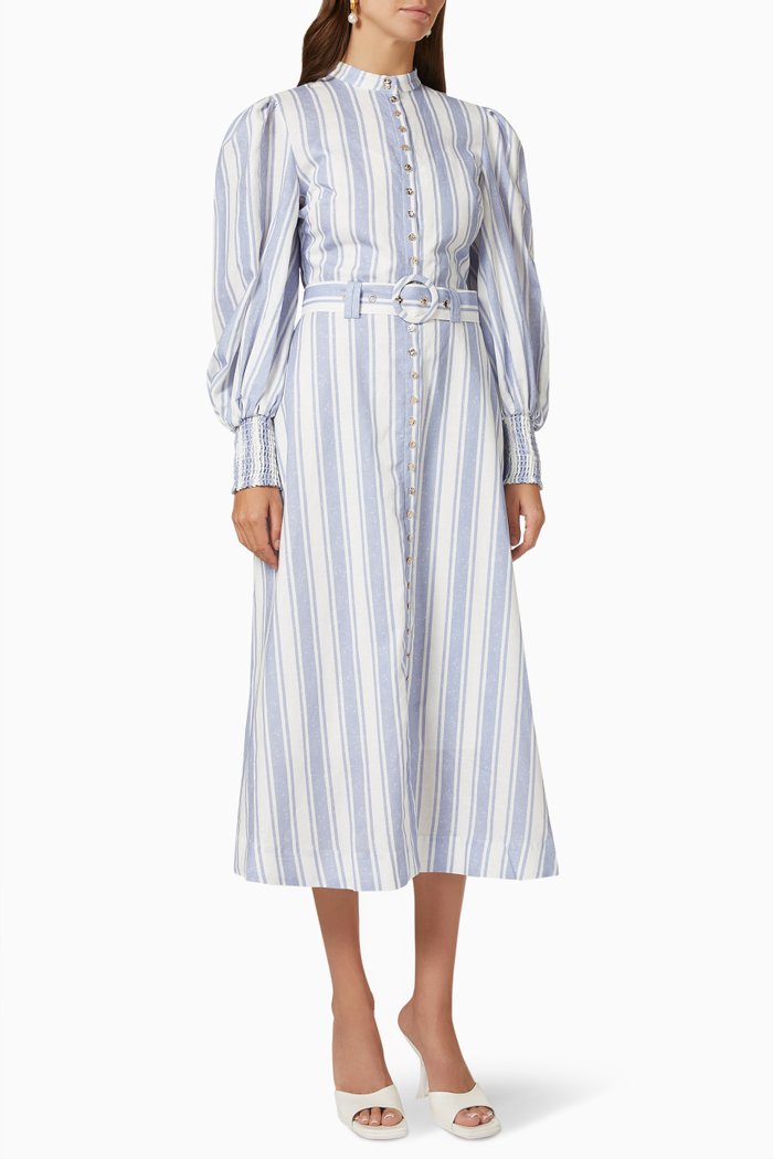 

Pavilion Shirt Dress in Linen, Blue