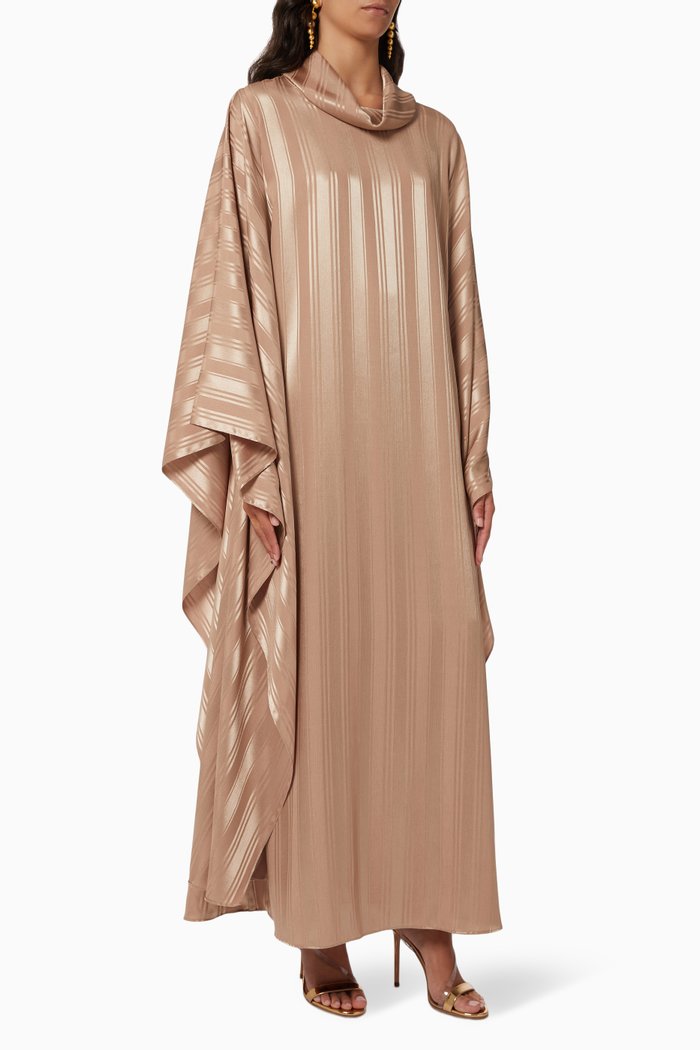 

Striped Kaftan in Satin, Neutral