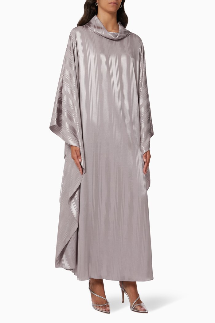 

Striped Kaftan in Satin, Neutral
