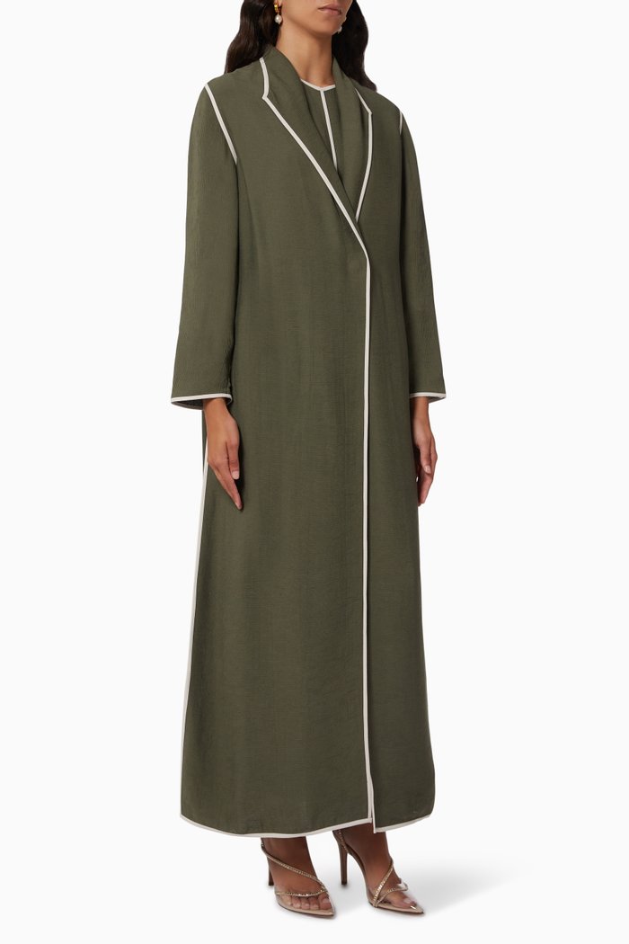 

Jacket Abaya With Contrast Piping, Green
