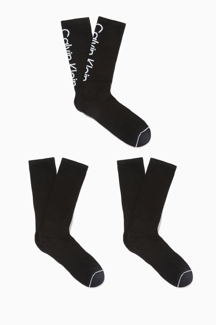 

Crew Socks, Set of 3, Black