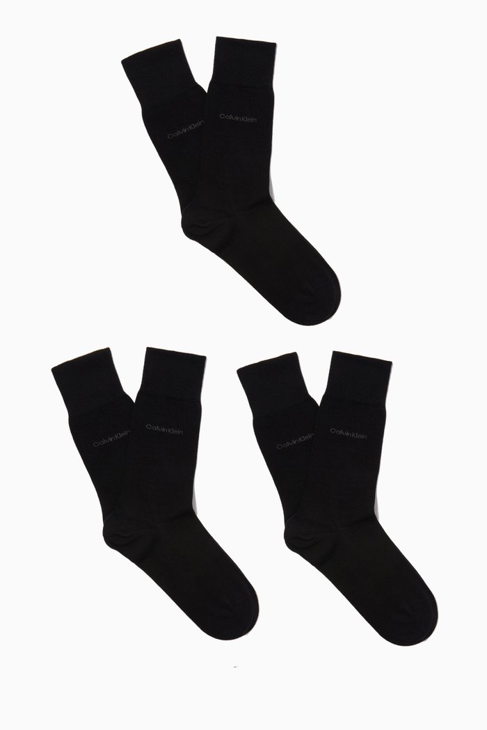 

Crew Socks, Set of 3, Black