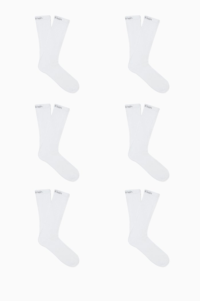 Crew Socks in Cotton Knit, Set of 6, Black