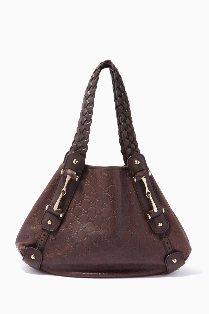 

Medium Horsebit Pelham Shoulder Bag in Leather, Brown