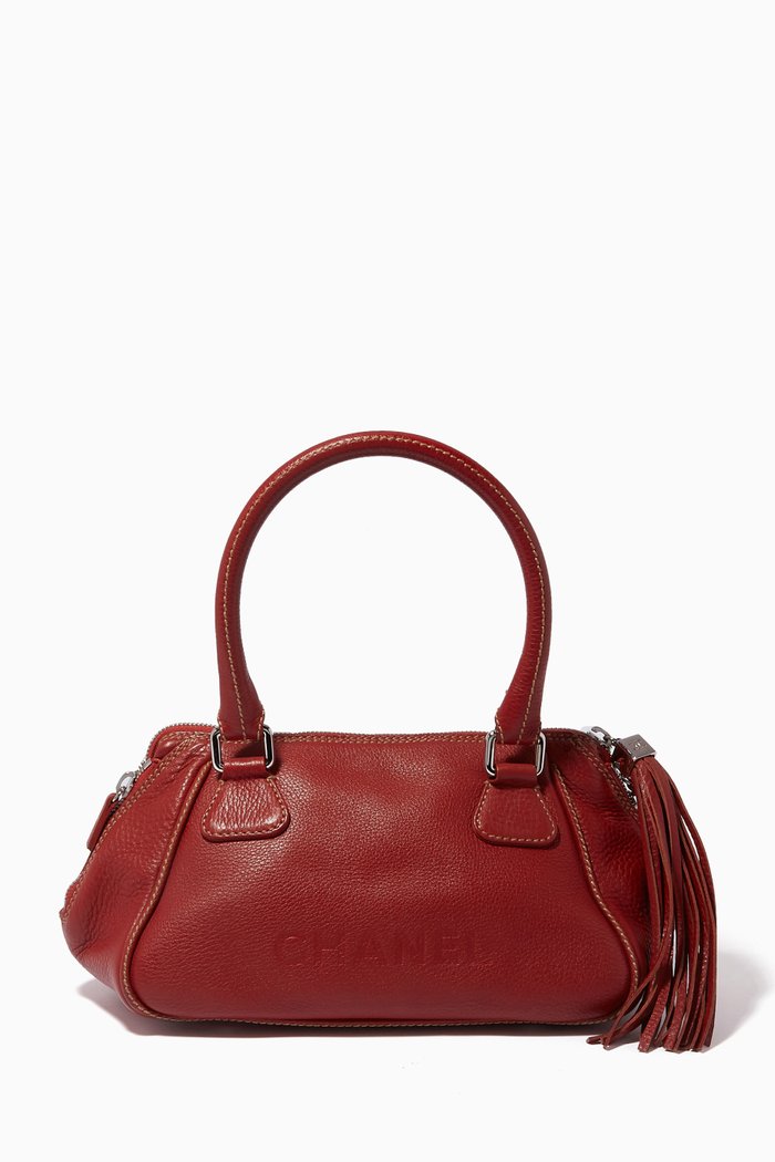 

Lax Tassel Bag in Leather, Burgundy