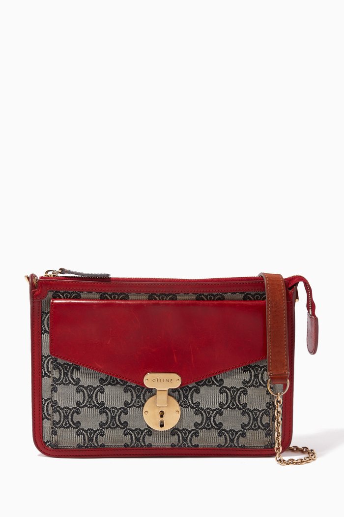 

Envelope Clutch On Chain Crossbody Bag in Leather, Red
