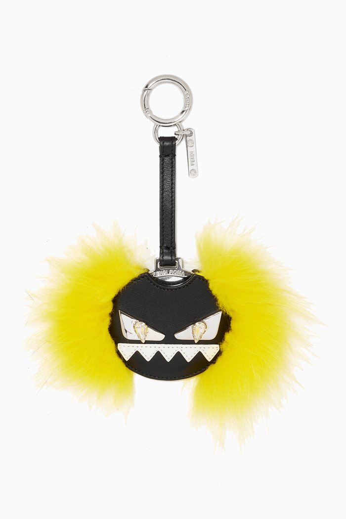 

Keychain in Fur & Leather, Yellow