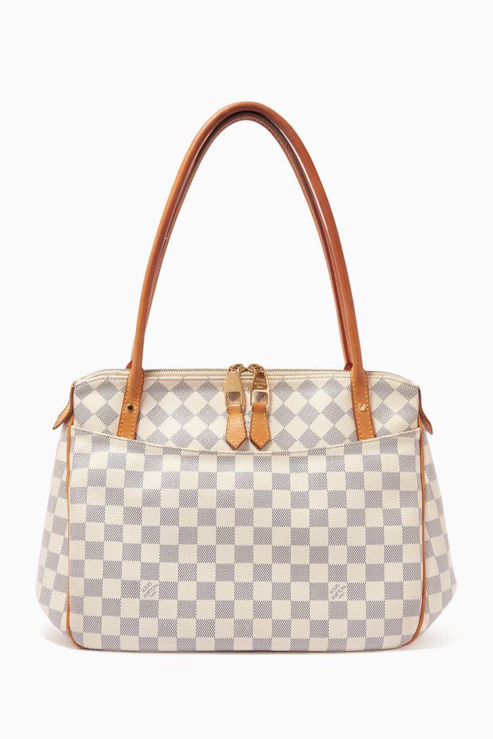 

Figheri PM Bag in Damier Azur Canvas, Grey