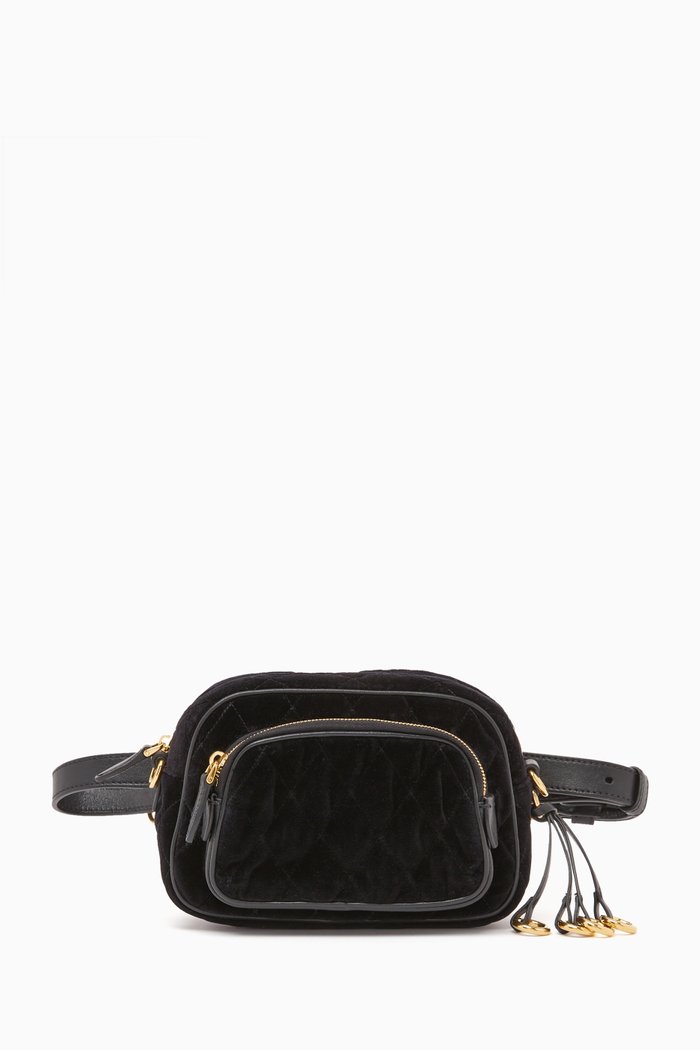 

Small Cahier Convertible Belt Bag in Velvet, Blue