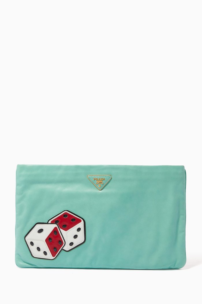

Dice Clutch in Leather, Blue