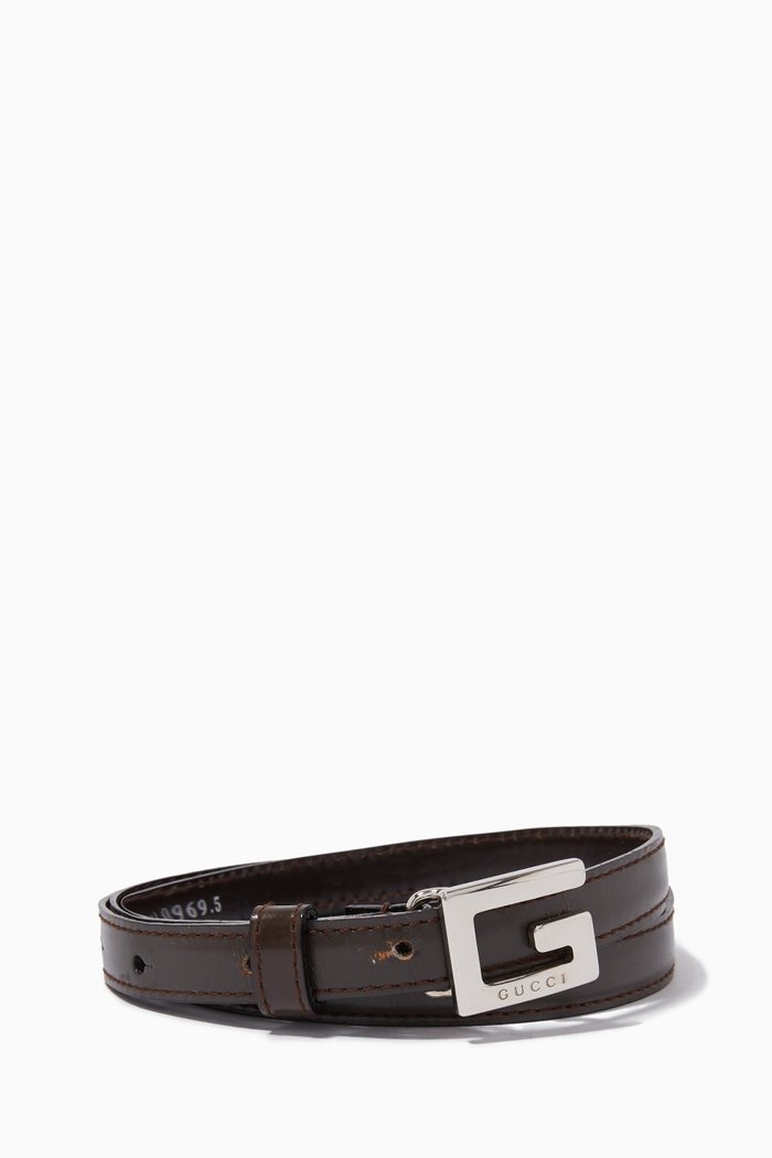 

Square G Buckle Belt in leather, Black