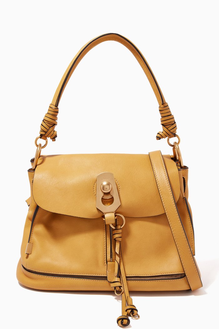 

Medium Owen Tote Bag in Leather, Yellow
