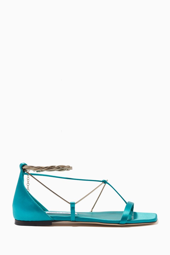 

Oriana Flat Sandals in Nappa, Blue