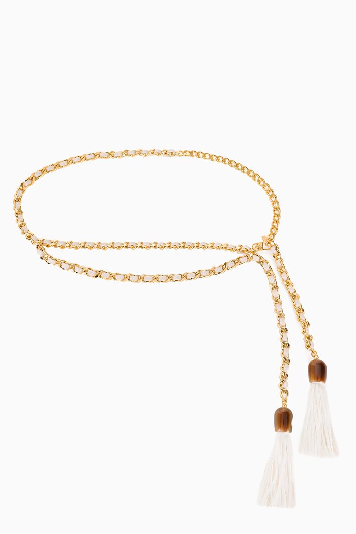 

High-waist Chain Belt in Leather, Neutral