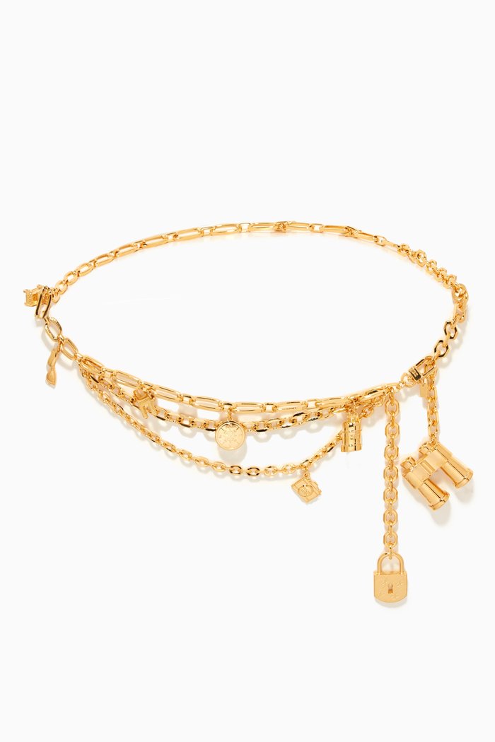 

Multi-charm Chain Belt in Metal, Gold