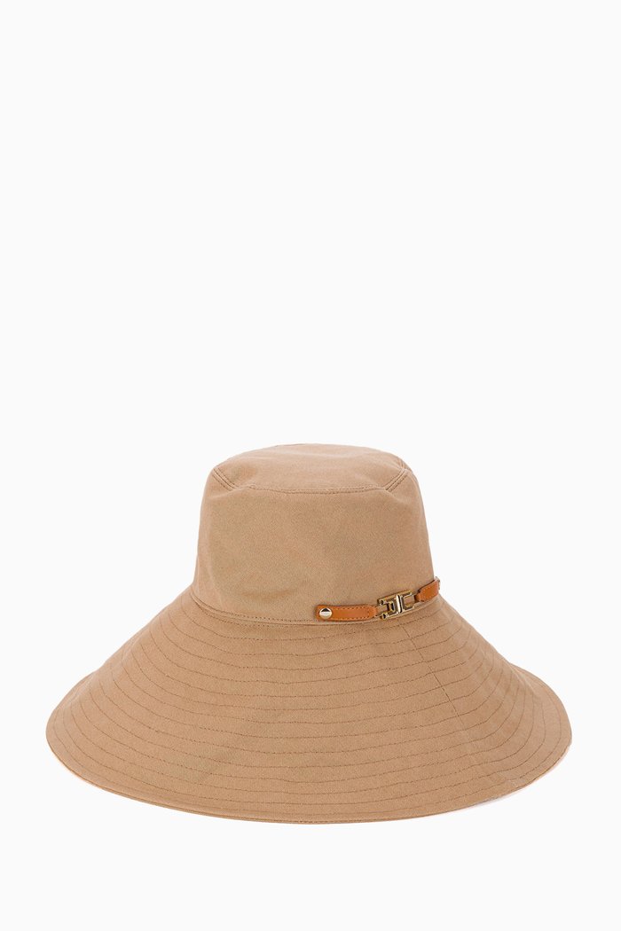

EF Wide-brim Hat in Cotton Canvas, Brown