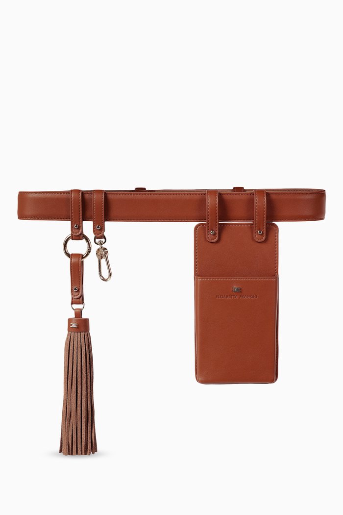 

Cell Phone Case Belt in Faux Leather, Brown