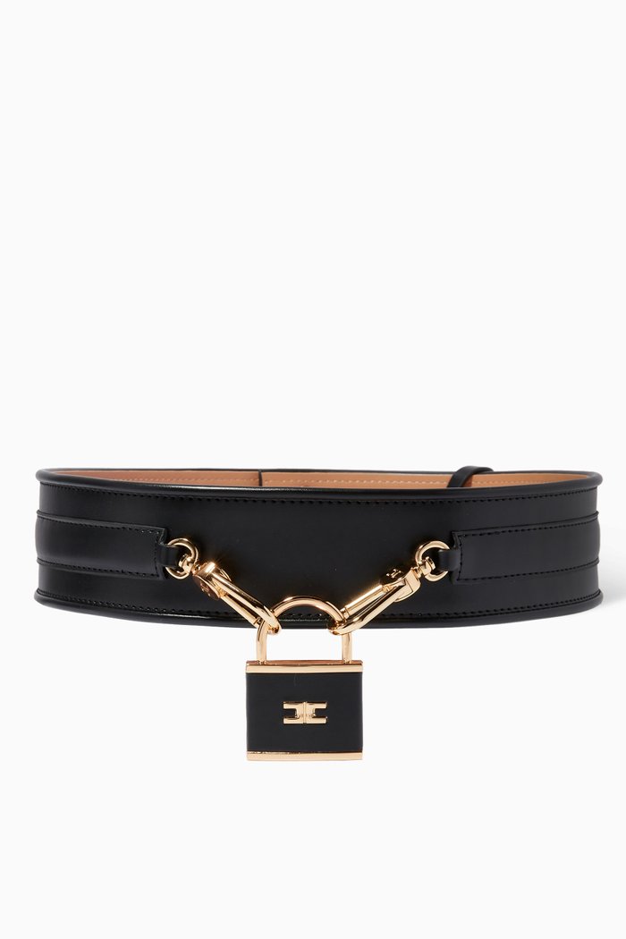 

Padlock Belt in Faux Leather, Black