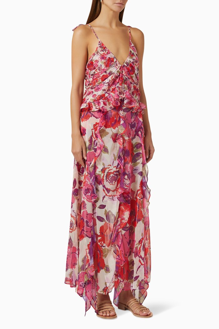 

Diana Floral Print Dress in Chiffon, Pink