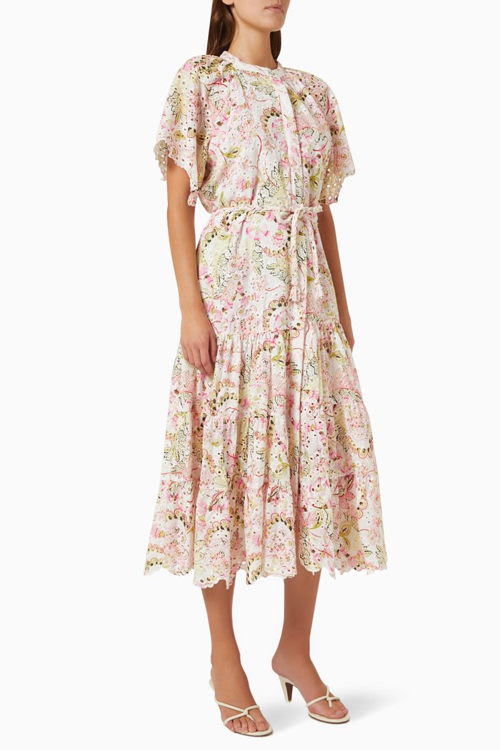 

Malena Dress in Eyelet Cotton, Multicolour