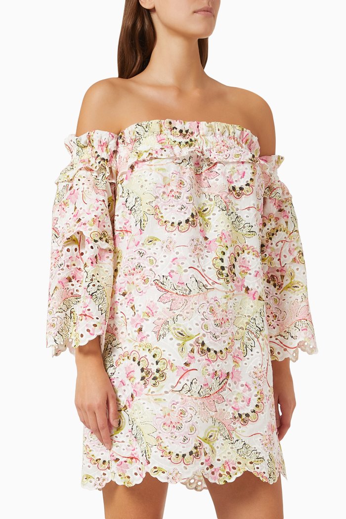 

Valerie Mini Dress in Eyelet Cotton, Multicolour