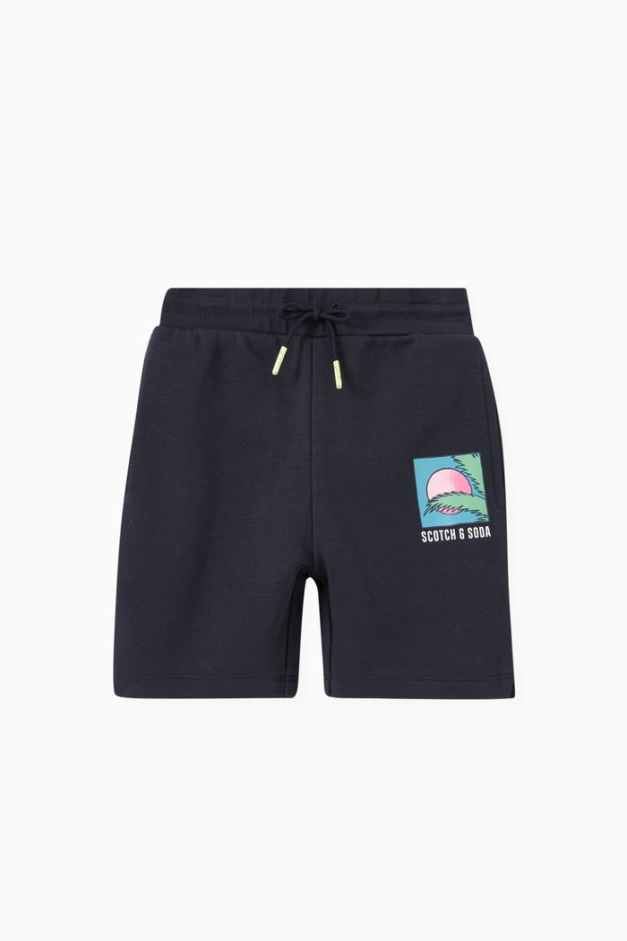 

Artwork Print Sweat Shorts in Cotton, Blue