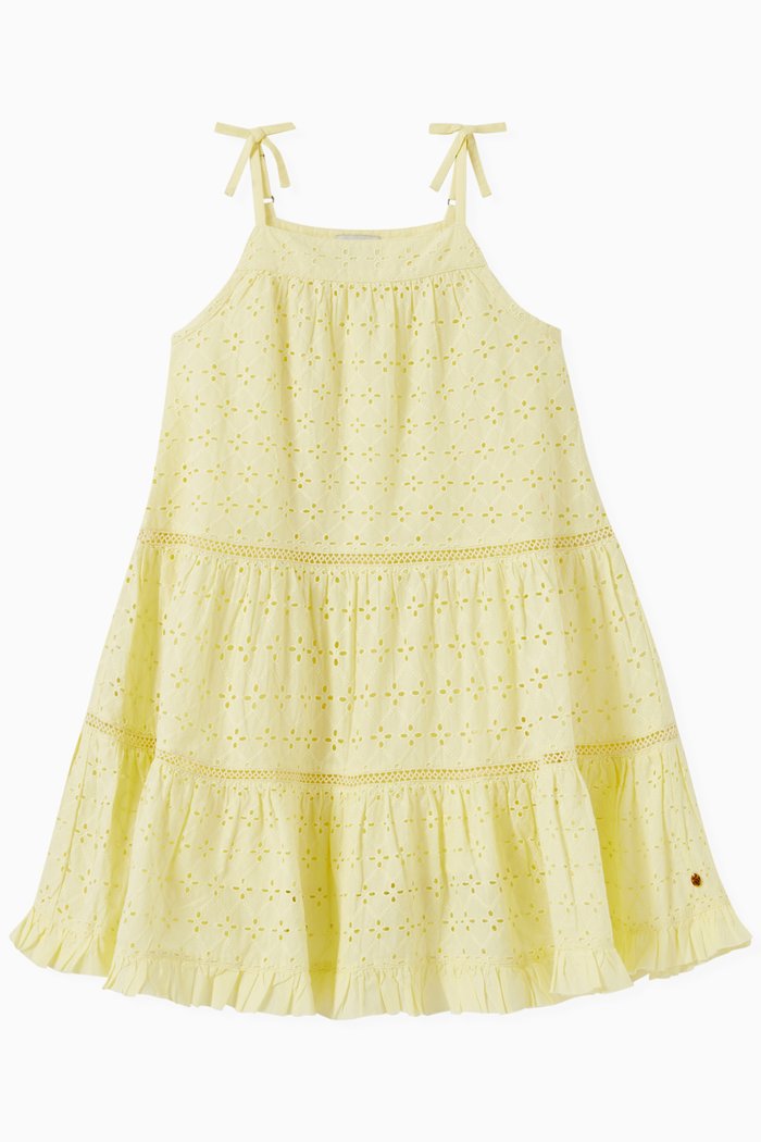 

Brodery Anglaise Tiered Dress in Cotton, Yellow