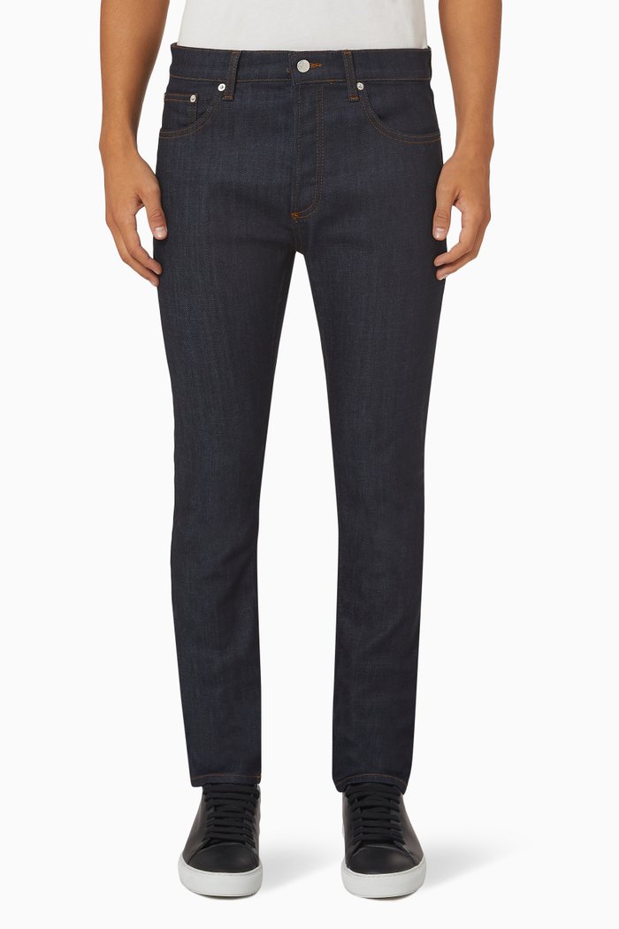 

Skinny Raw Slim Fit Jeans in Organic Cotton Denim, Blue