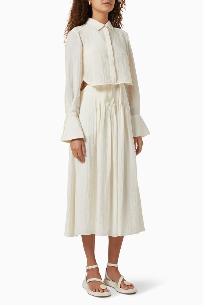 

Jarvis Summer Lace Midi Shirt Dress in Rayon Blend, Neutral