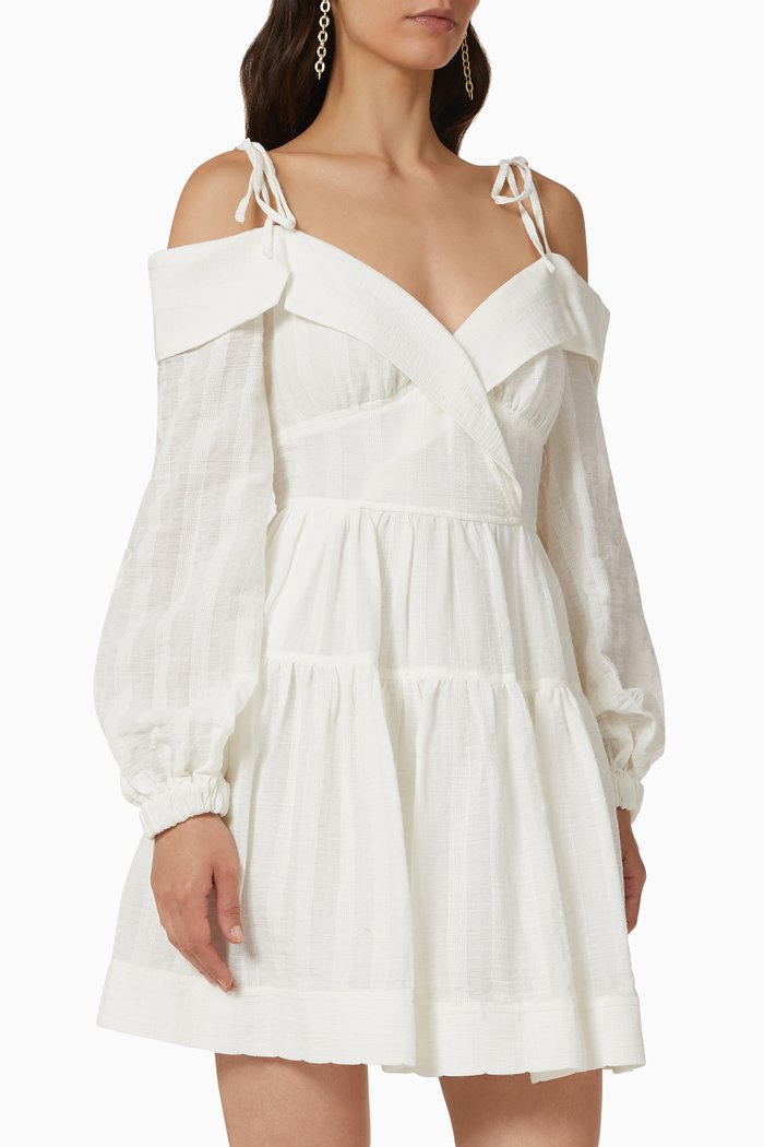 

Bahari Tiered Dress in Cotton, White