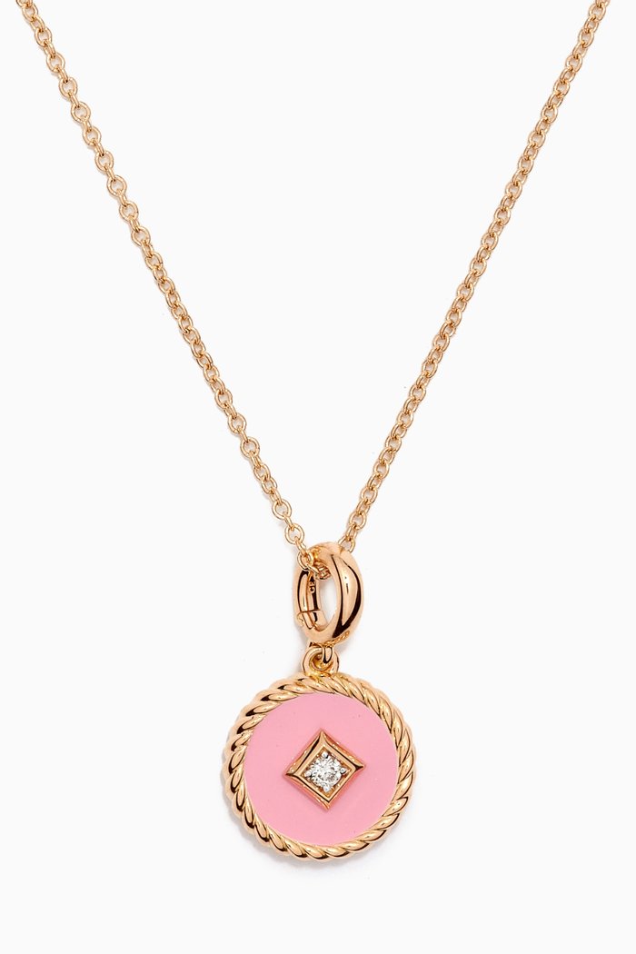 

Elements® Enamel & Diamond Necklace in 18kt Yellow Gold, Pink