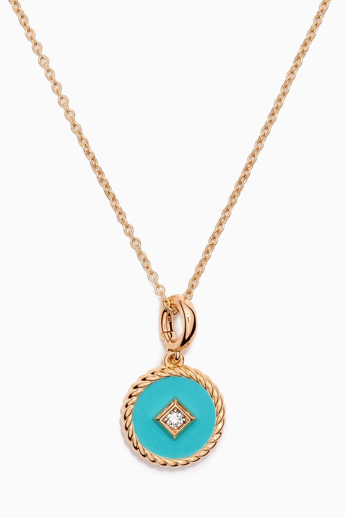 

Elements® Enamel & Diamond Necklace in 18kt Yellow Gold, Blue