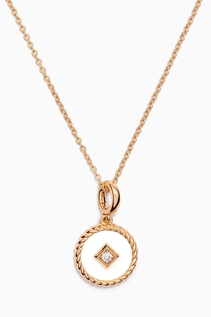 

Elements® Enamel & Diamond Necklace in 18kt Yellow Gold, White