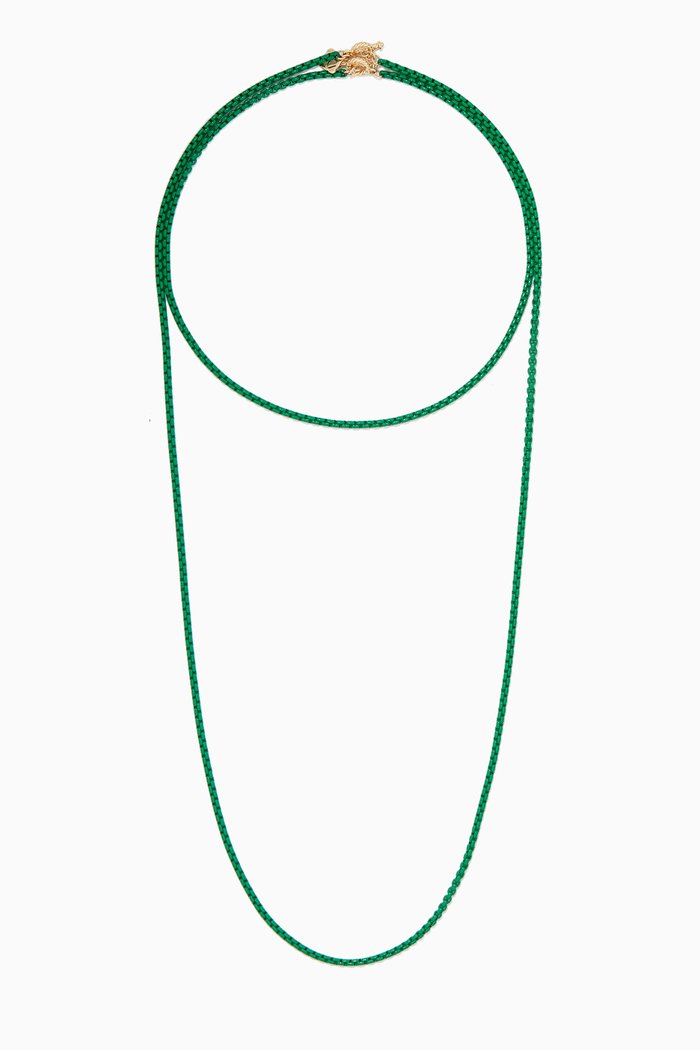 Bel Aire Chain Necklace in Acrylic & 14kt Yellow Gold, Green