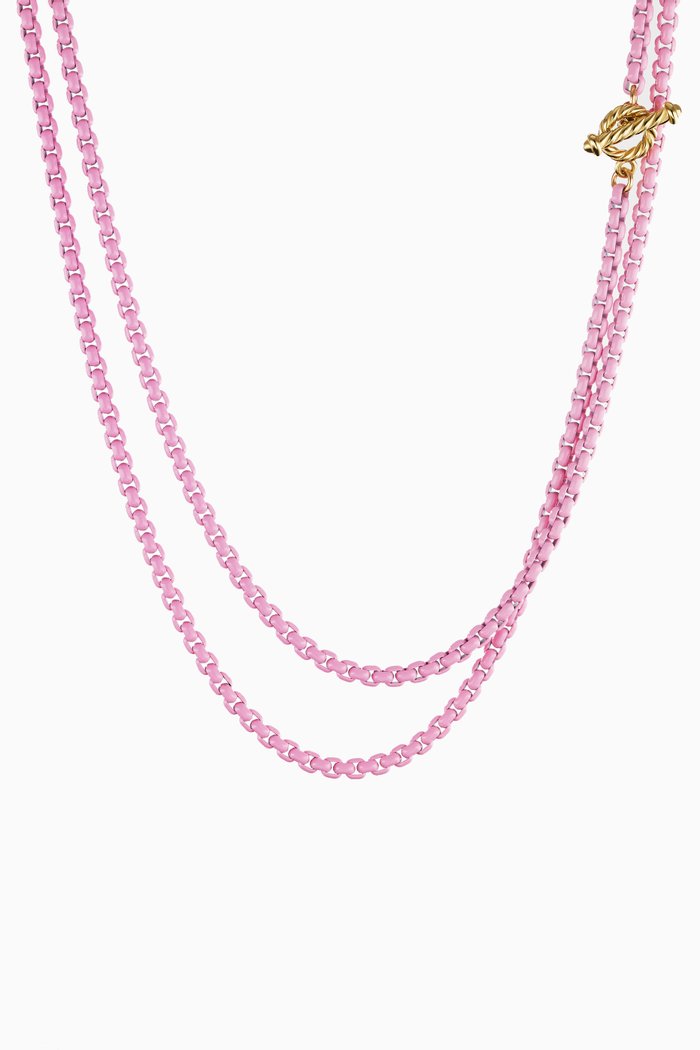 

Bel Aire Chain Necklace in Acrylic & 14kt Yellow Gold, Pink