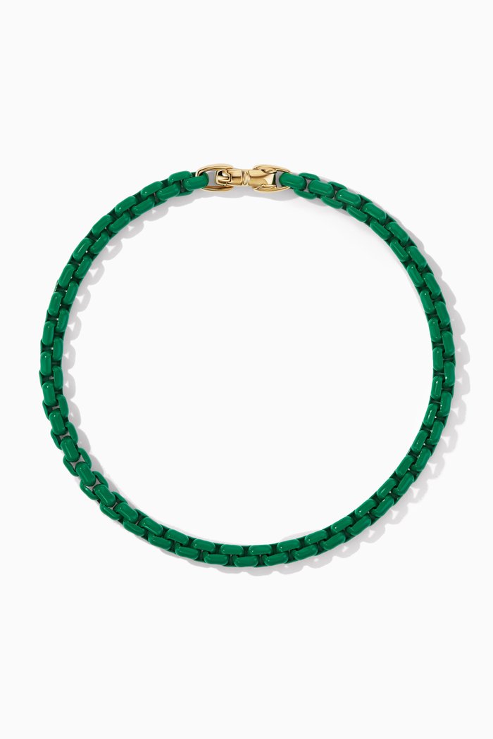 Bel Aire Chain Bracelet in Acrylic & 14kt Yellow Gold, Green