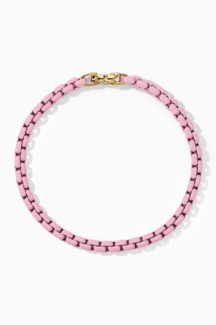 

Bel Aire Chain Bracelet in Acrylic & 14kt Yellow Gold, Pink
