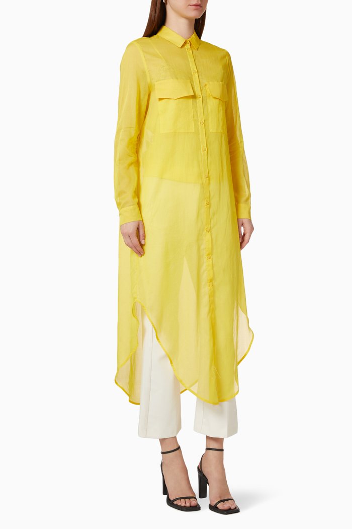 

Aloe 2 Shirt in Cotton and Silk Blend, Yellow