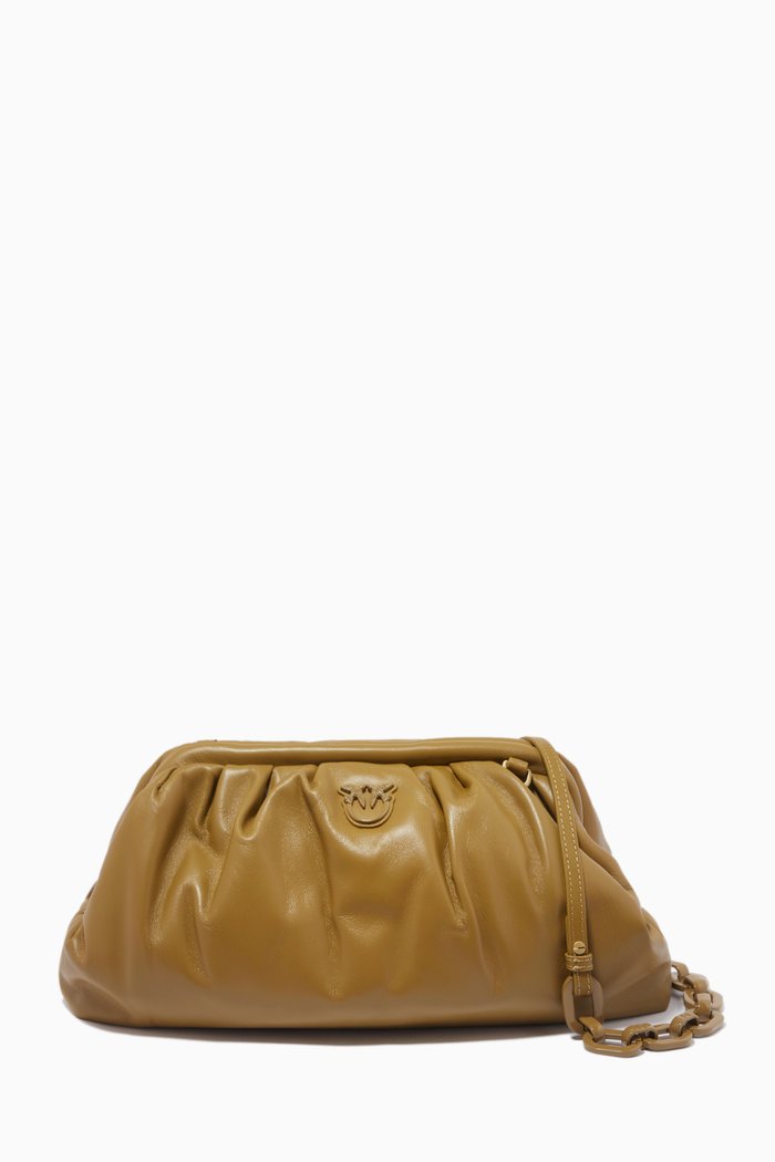 

Chain Clutch in Leather, Yellow