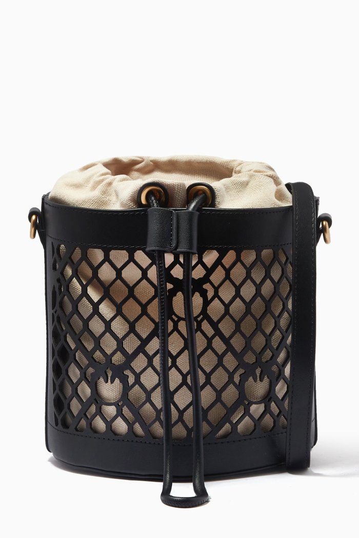 

Mini Die Cut Monogram Bucket Bag, Black