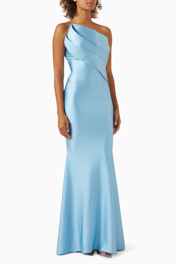 

Pleated Bodice Gown, Blue
