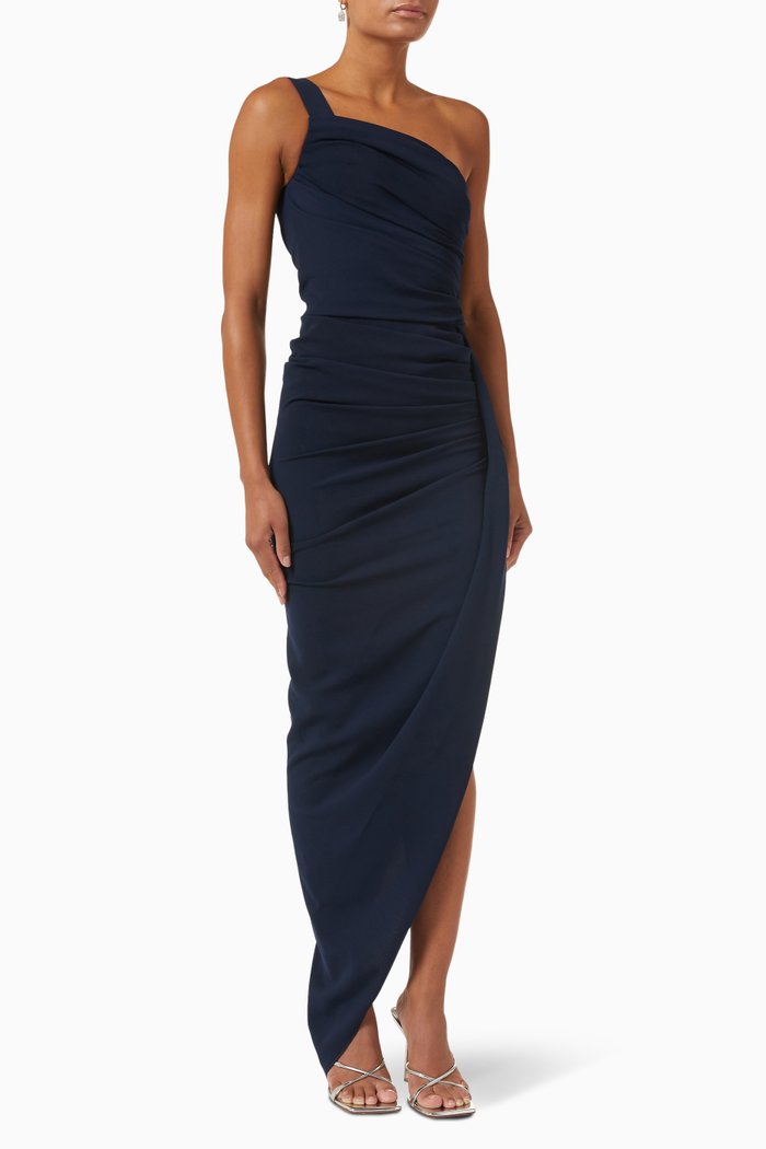 One Shoulder Gown, Blue