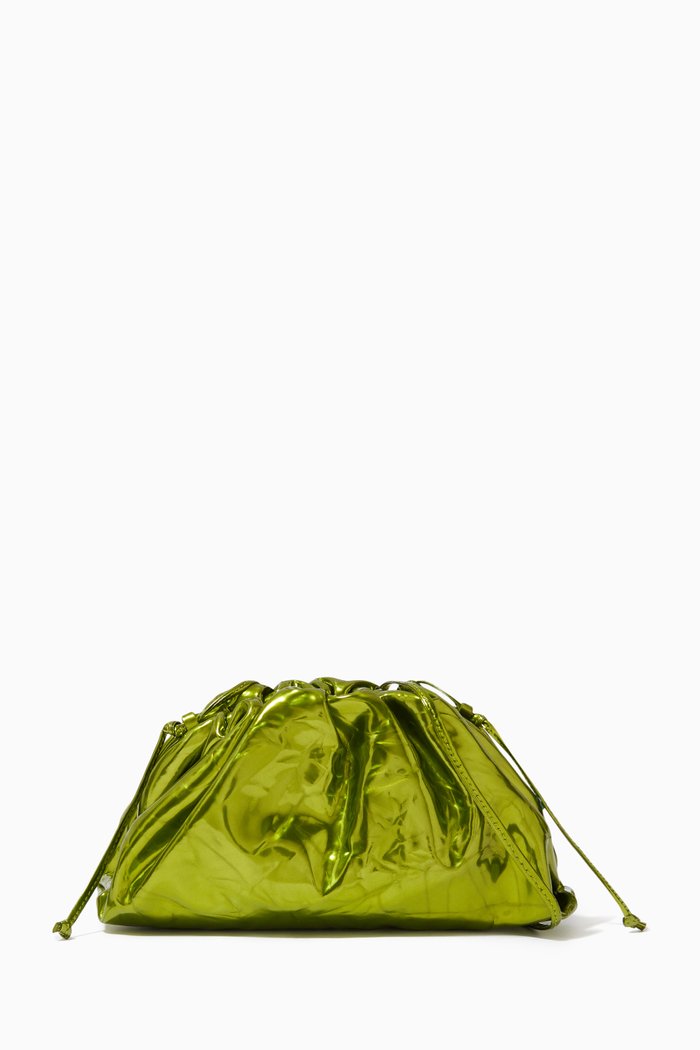 The Mini Pouch in Crinkle Leather, Green