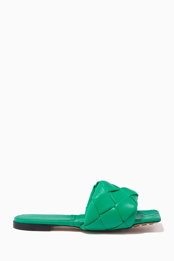 

Lido Flat Sandals in Quilted Intrecciato Nappa, Blue