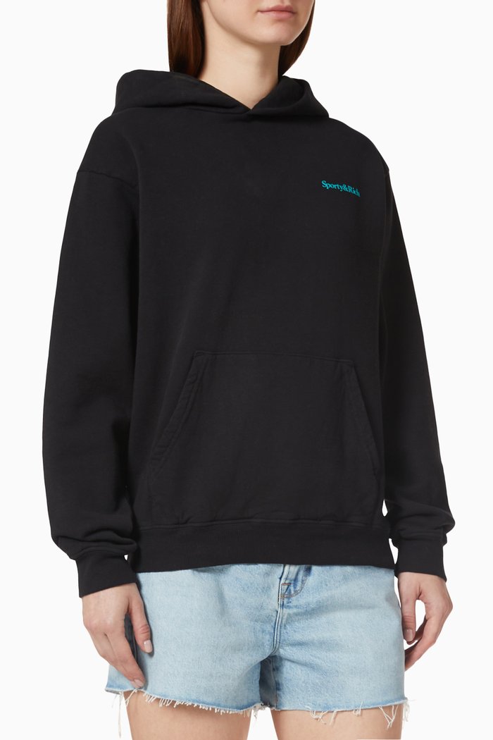 

Health is Wealth Logo Hoodie in Cotton, Black