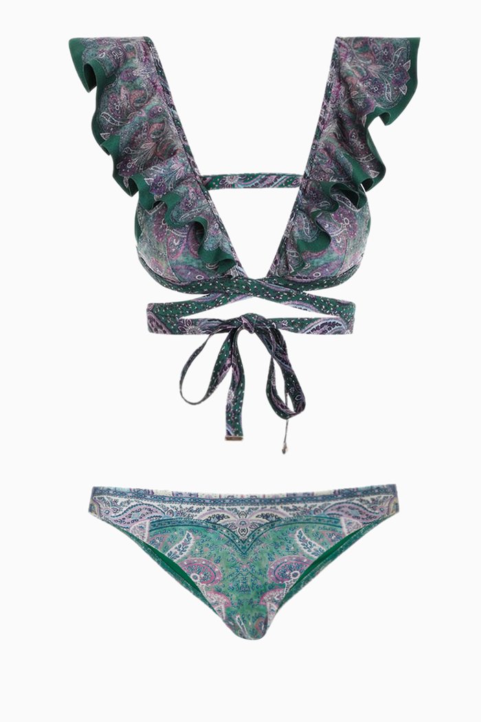 

Anneke Wrap Ruffle Bikini, Green