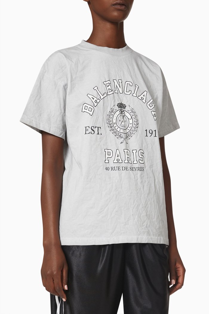 

College Print T-shirt in Cotton Vintage Jersey, Neutral