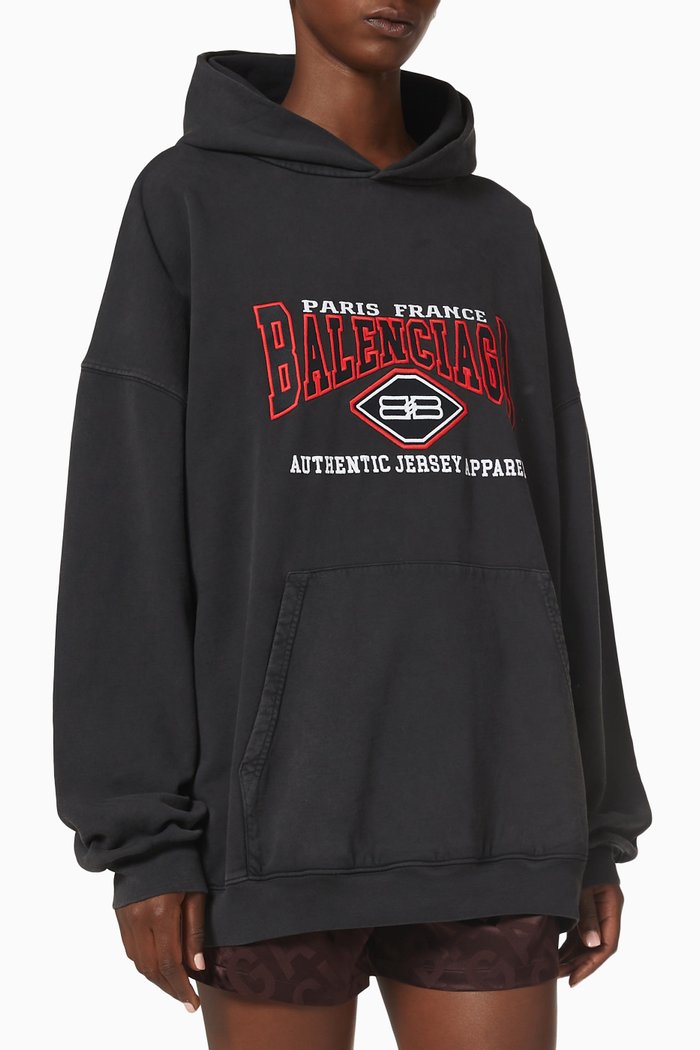 

Logo Large Fit Hoodie in Cotton Fleece, Black