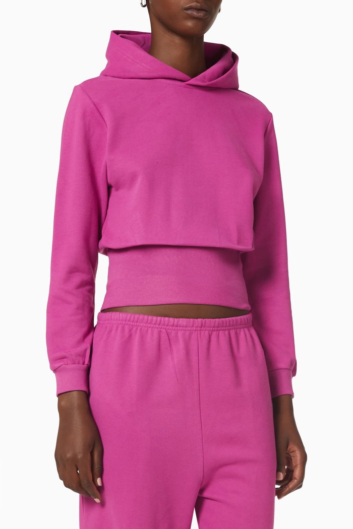

Sporty B Tuck-in Hoodie in Cotton Fleece, Pink